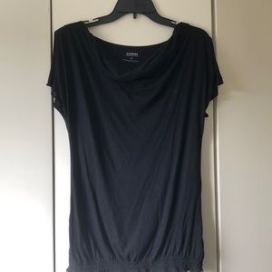 Express Black Split Short Sleeve Top